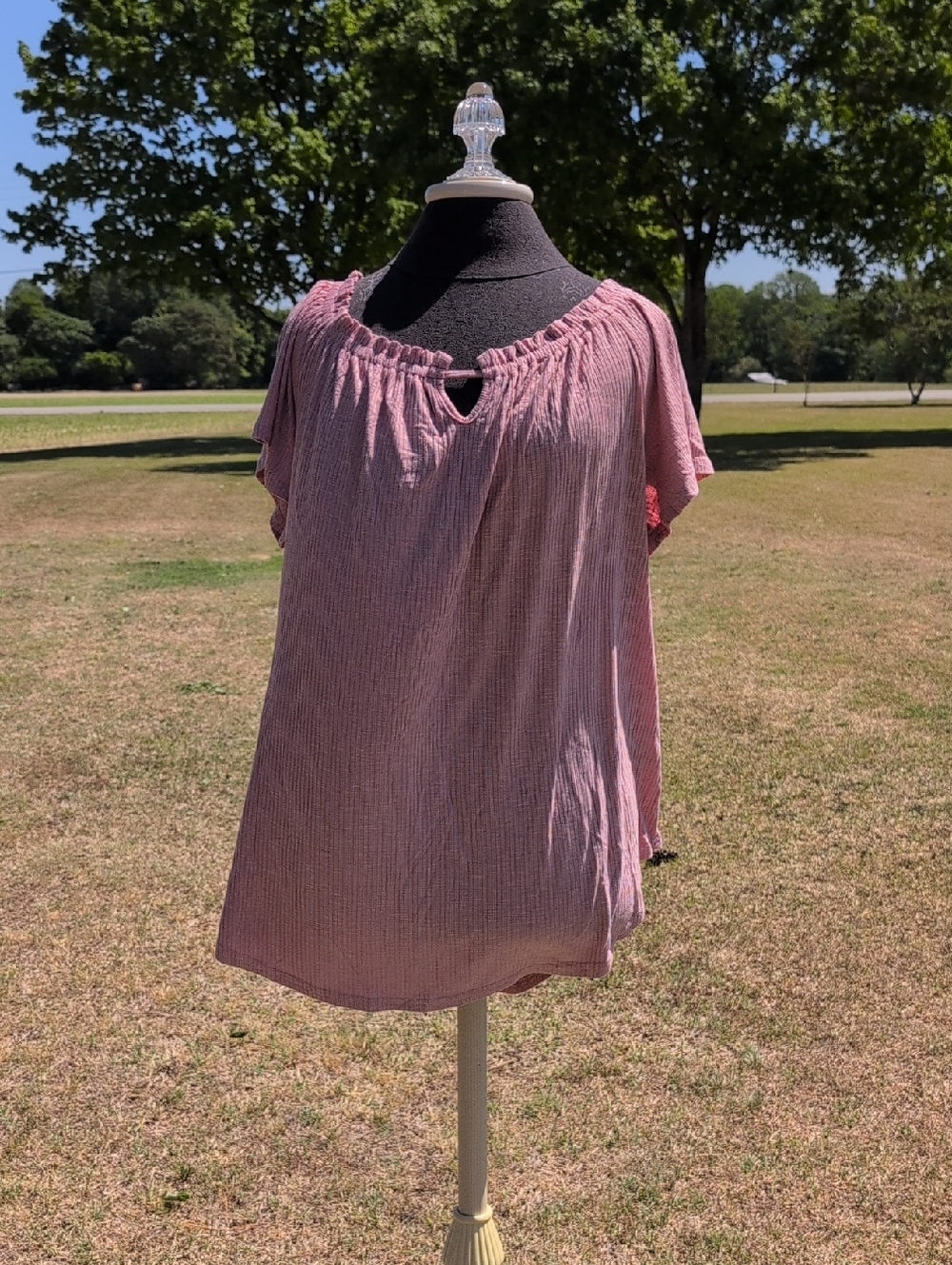Suzanne Betro Women's Dusty Rose Short Sleeve Peasant Top
